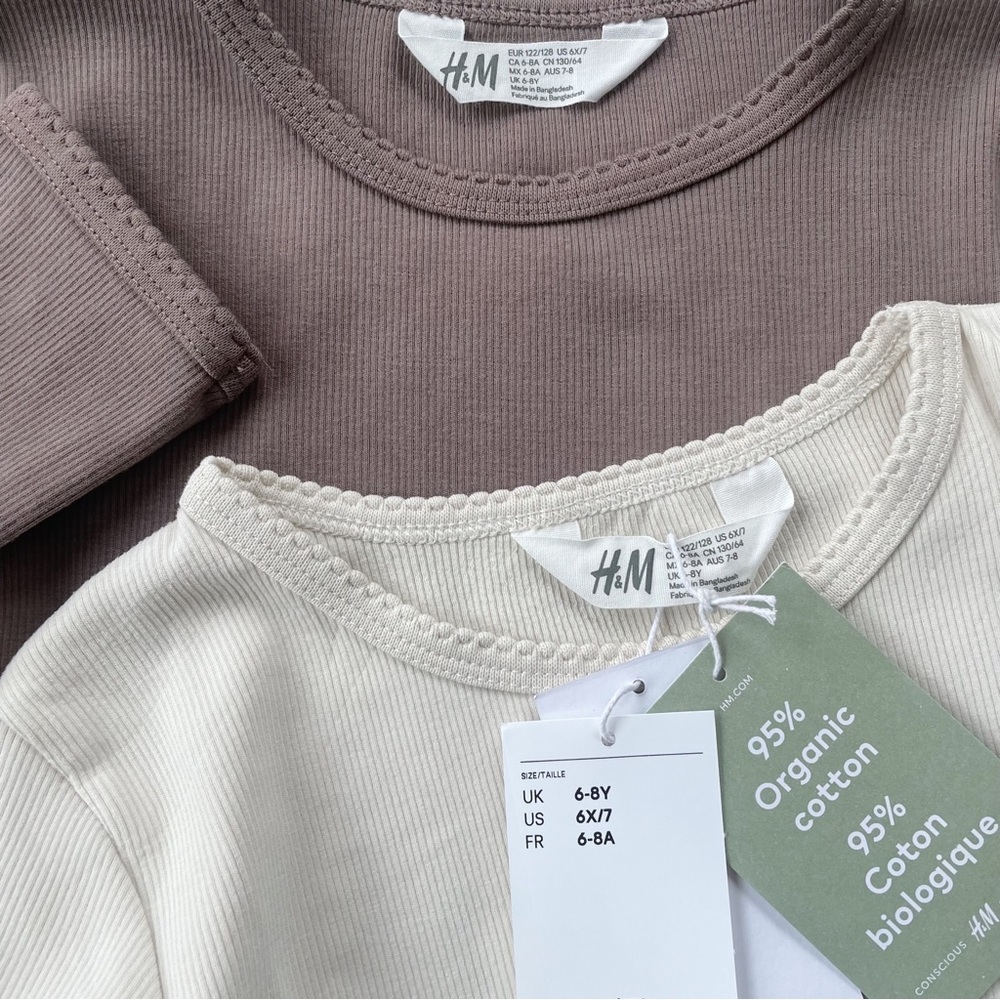 H&M | 2-Pack Size 6X / 7 Cream Long Sleeve Girls Tops